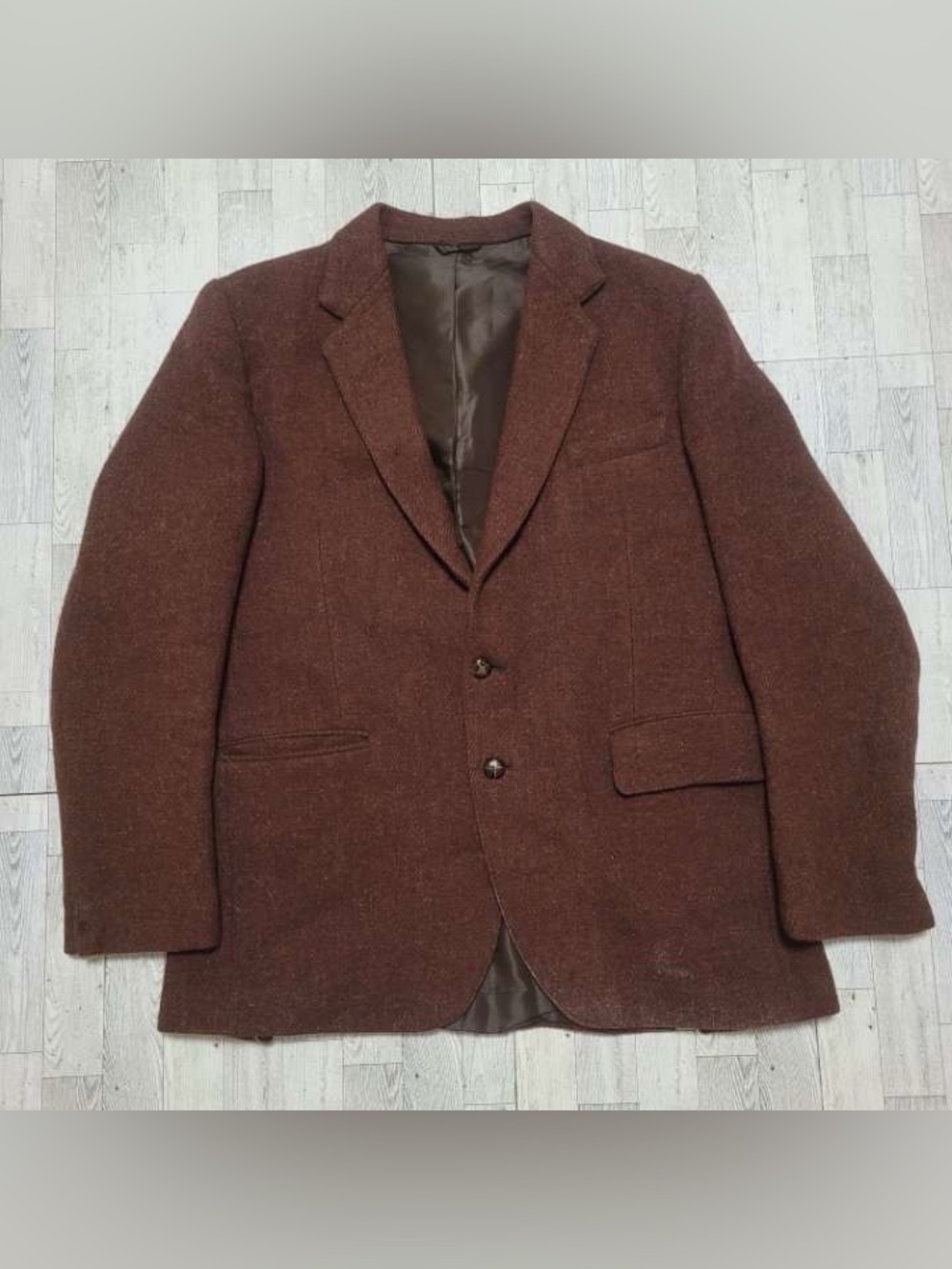 Harris Tweed Brown 100% Scottish Wool 2 Button Suit Jacket Blazer Men's L